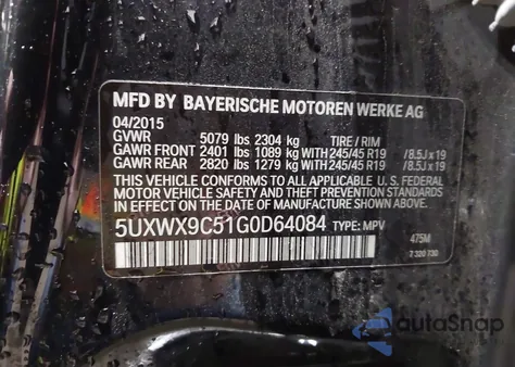 2016 BMW X3 xDrive28I из США, поврежденный, VIN 5UXWX9C51G0D64084